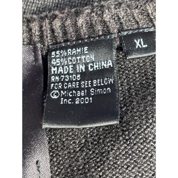 Vintage Michael Simon Event XL Holiday Village Sweater Black Blue Bead  Applique - Picture 9 of 13